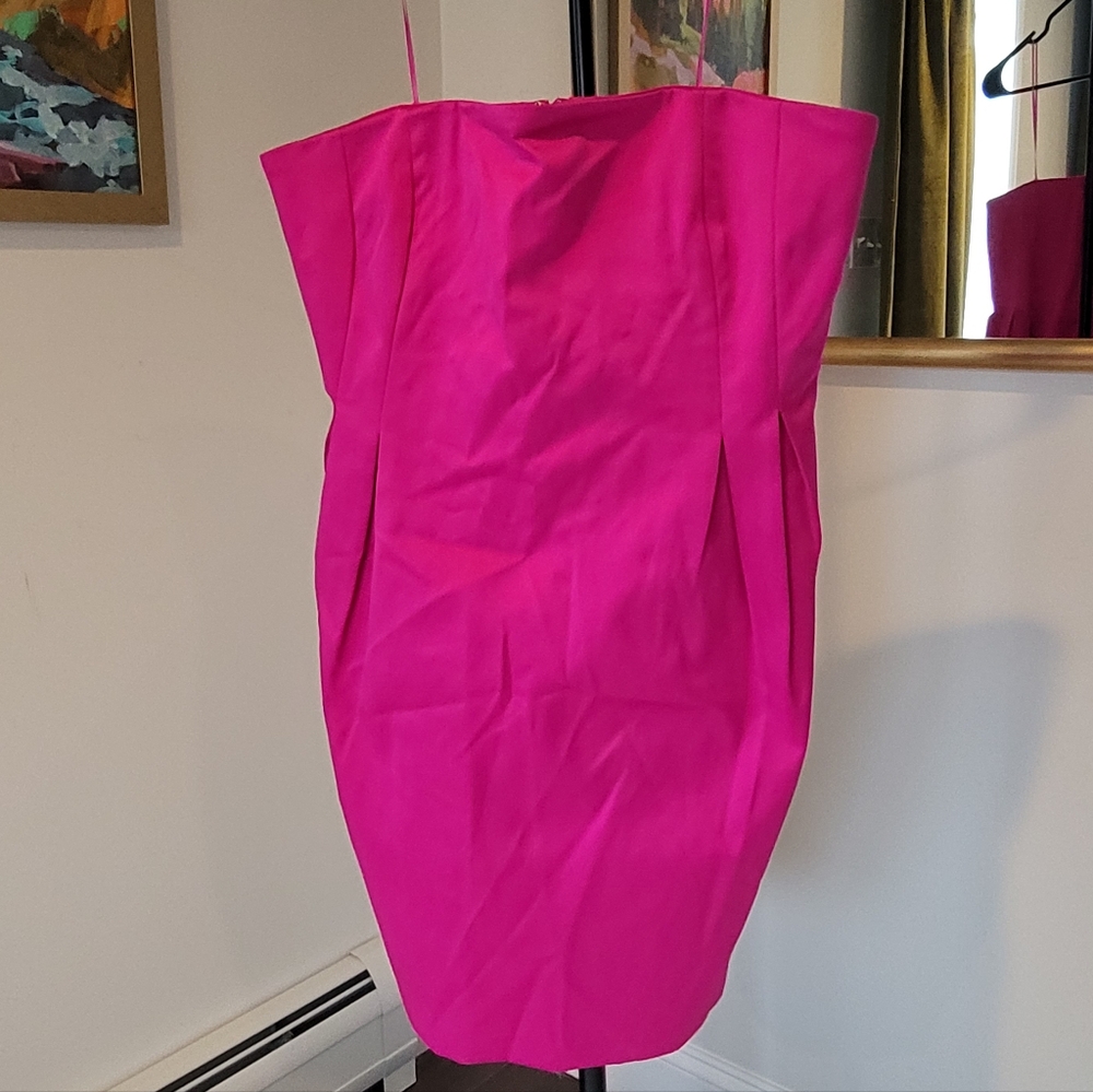 NWT SAM EDELMAN Strapless Structured Mini Dress Pink Y2K Size 10 - Picture 2 of 11